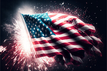 American flag with firework in the background festive celebration