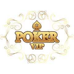 VIP poker sign gold color with a pattern. Online casino design