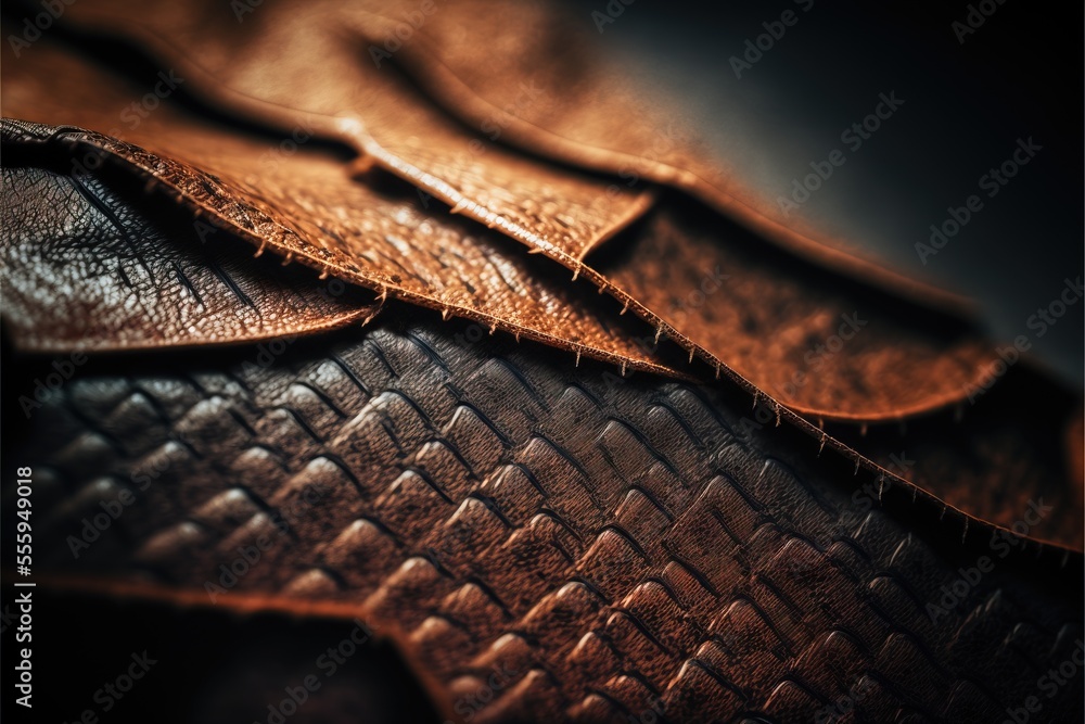 Poster a close up of a leather textured material with a pattern of lines and dots on it. generative ai