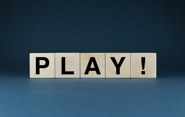 Play. Cubes form the word Play. The extensive concept of the word Play