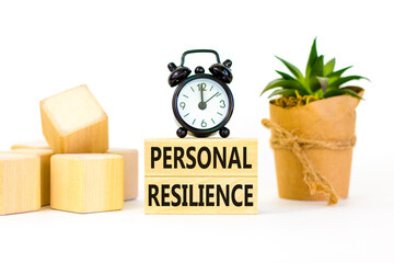 Personal resilience symbol. Concept word Personal resilience on wooden blocks. Beautiful white...