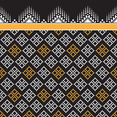 Ikat horizontal seamless pattern. Geometric ethnic pattern design. black-white fabric pattern design. vector illustration.