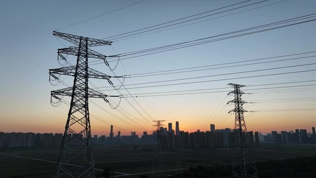 Electricity towr during sunset