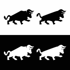 Bull animal vector logo template design . icon logo . silhouette logo 