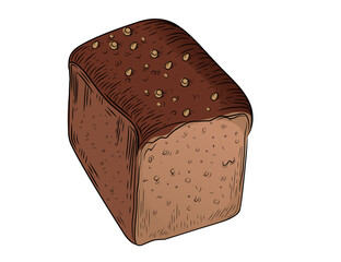 Fresh tasty wheat bread hand drawn style vector illustration isolated on white background