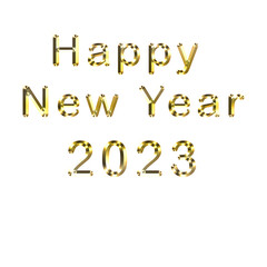 happy new year 2023 written in gold, background basis for other graphics.