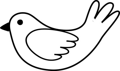 Bird black with wings icon drawing.