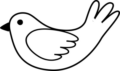 Bird black with wings icon drawing.