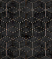 Art deco style cubes seamless pattern background