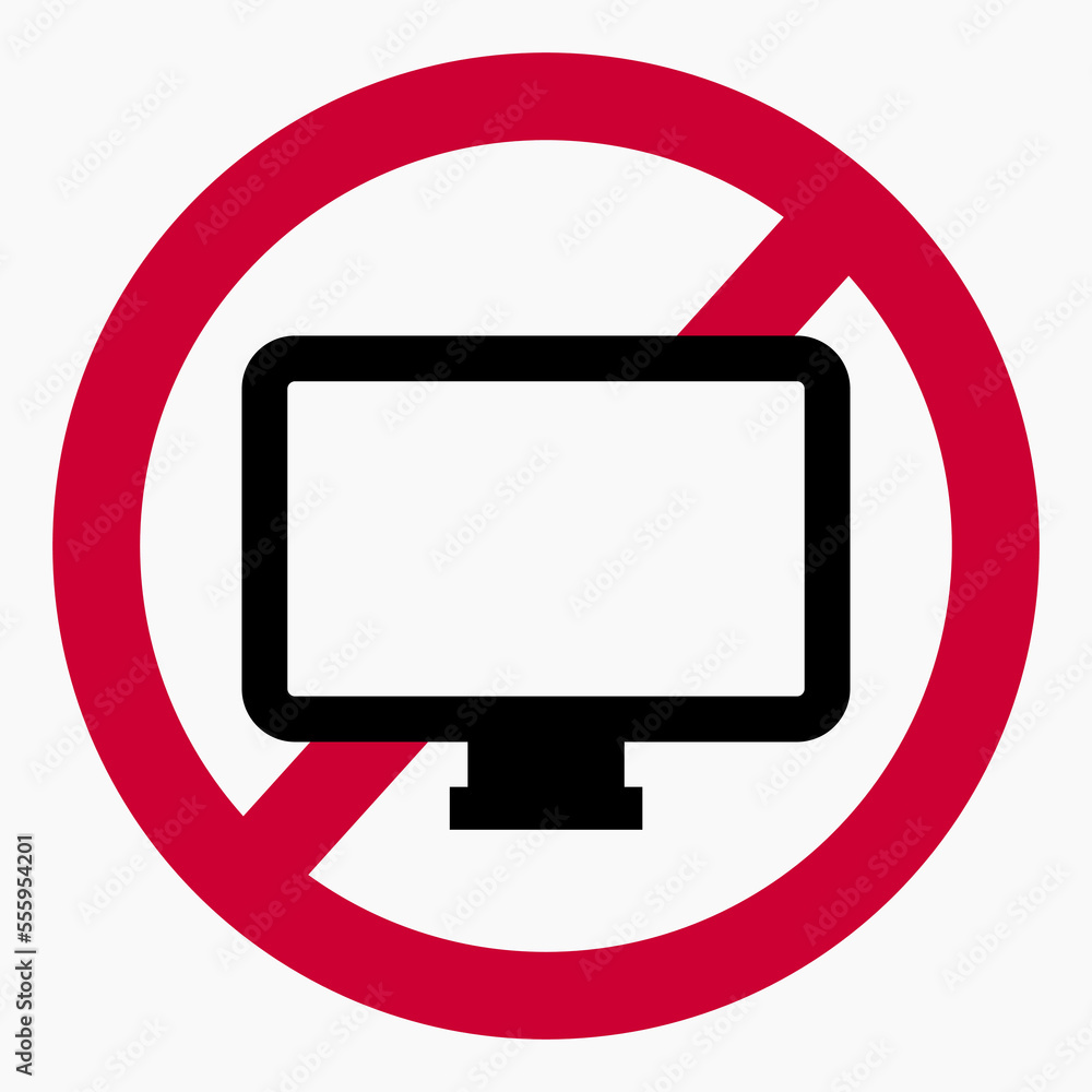 Poster no monitor icon. don't look at the monitor. do not use a monitor. vector icon.