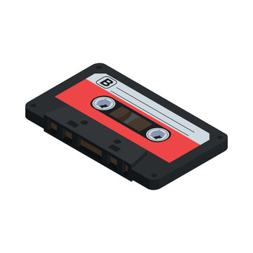 Retro Cassette Isometric Composition