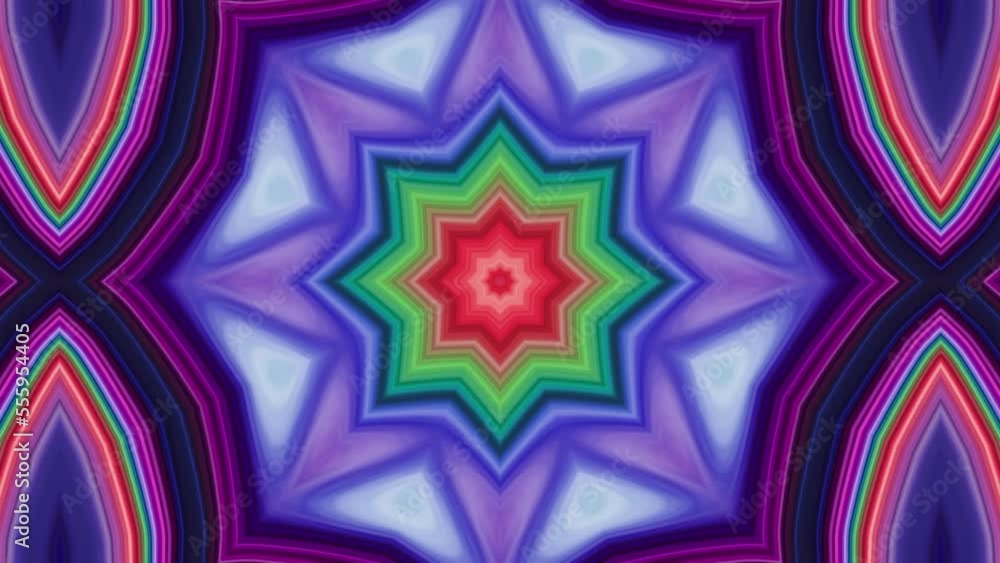 Poster kaleidoscope abstract background art motion. geometric mandala kaleidoscope shape with seamless loop