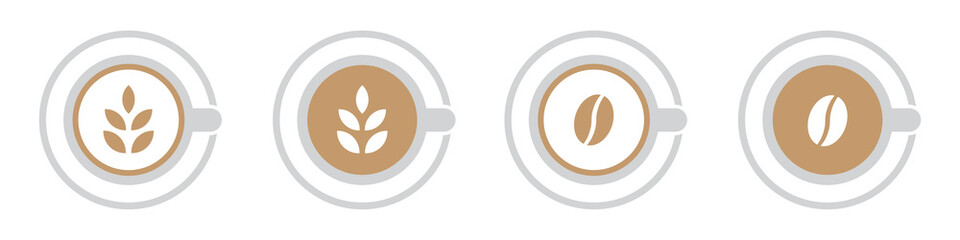 Coffee latte cup. Hot coffee set icon, vector illustration