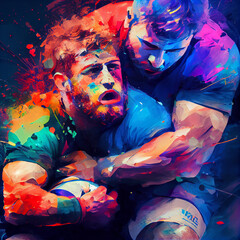 Portrait of a person playing rugby - obrazy, fototapety, plakaty