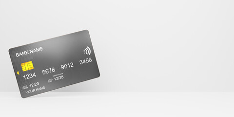 Modern black ATM card design with Free Space, Plastic credit card isolated on white background, Latest Business and finance concept, 3D rendered