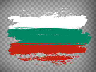 Flag of  Bulgaria brush stroke background.  Flag Bulgaria on transparent background for your design, app, UI.  Stock vector. EPS10.