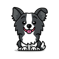 A CUTE BORDER COLLIE IS SITTING CARTOON ILLUSTRATION