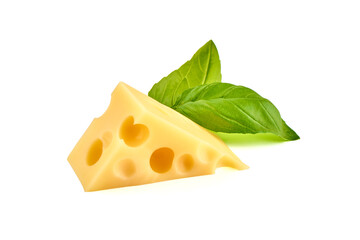 Semi-Hard Edam cheese, isolated on white background.