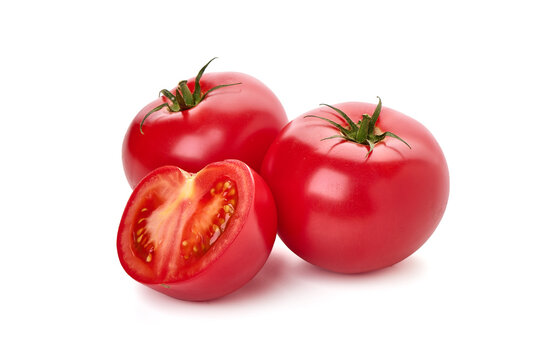 Plum tomatoes, Roma tomatoes, isolated on white background.
