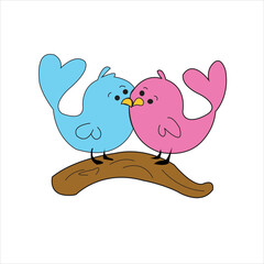 two birds vector art