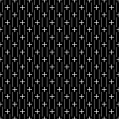 Lines, crosses seamless pattern. Stripes, hashtags print. Ethnic illustration. Linear background. Abstract ornament. Strokes, signs wallpaper. Line, cross shapes backdrop. Textile print, vector art