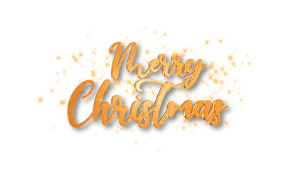 png 3d golden merry Christmas text on transparent background,gold shiny and glowing snowflakes and stars, new year and Christmas design, alpha channel