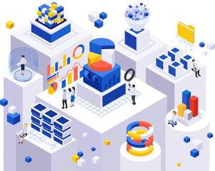 Obraz premium Isometric Information Economy Composition