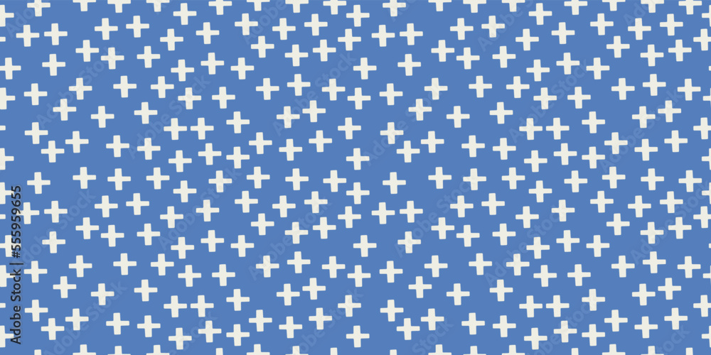 Poster white crosses on a blue background. vector print and pattern for various surfaces and stylish illust