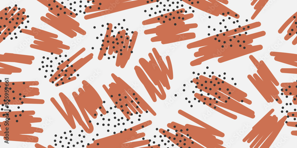 Poster doodle marker and dots on seamless wallpaper. vector scribble doodles.