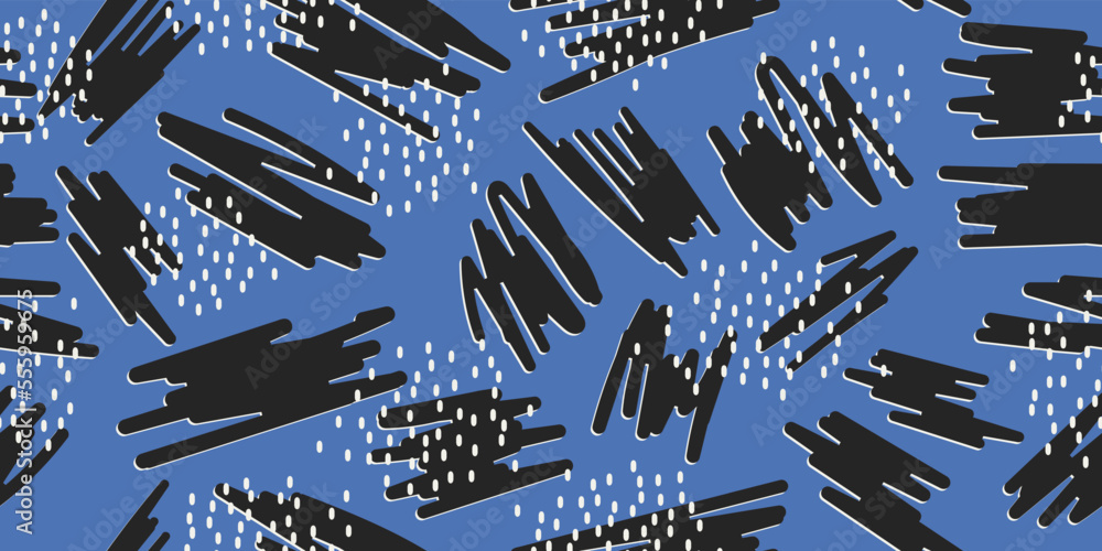 Poster Doodle marker and dots on seamless wallpaper. Vector print and pattern for various surfaces and stylish illustration.