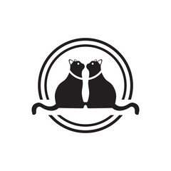 Circle cat animal logo template design . icon logo . silhouette logo 