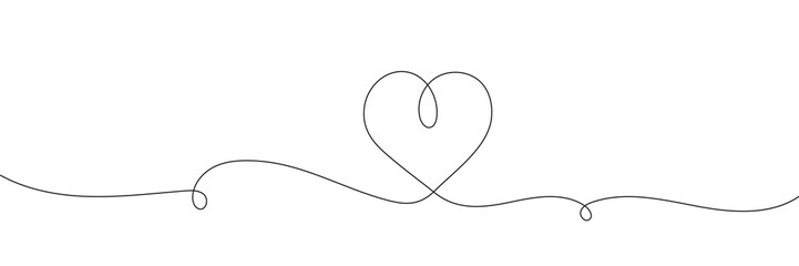Heart drawn in one line. Abstract symbol of love. Vector illustration