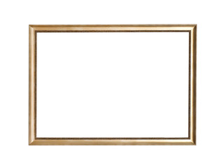 Empty golden picture frame. Isolated png with transparency - 555960871