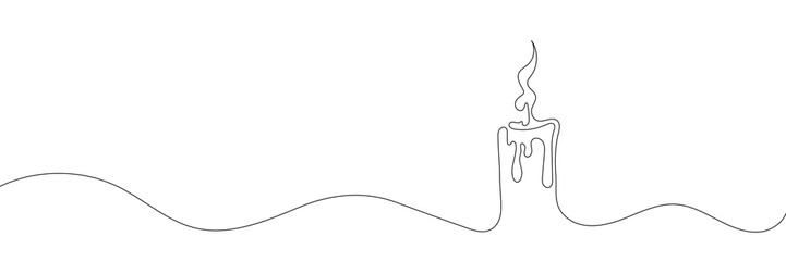 Obraz premium Continuous line drawing of a candle. One line candle icon on white background. Vector illustration