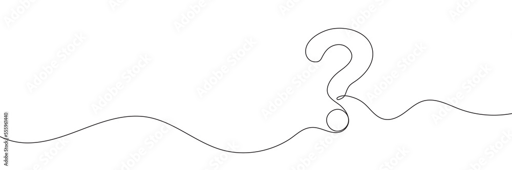Poster question mark linear background. one continuous drawing of a question mark. vector illustration
