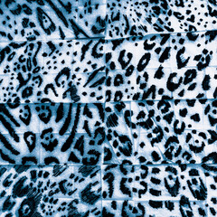 Indigo Animal Skin Texture. Blue Leopard Pattern