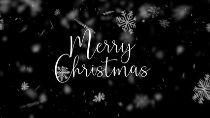 Abstract Christmas Snowflakes background. Falling Christmas snow flake pattern fall isolated on black. Snowflakes decoration effect