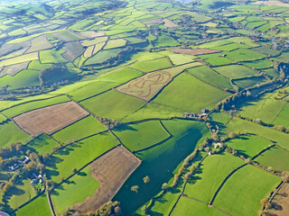 Aerial view of fields in Devon	