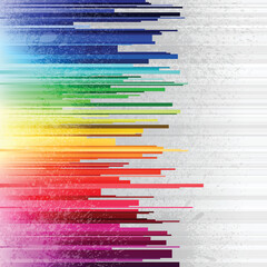 Abstract infographics horizontal rainbow gradient stripes cuts with white paint splashes on white background