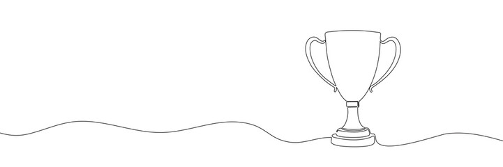 winner trophy one line drawing isolated on white background. Vector illustration