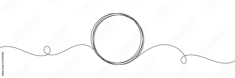Poster continuous one line drawing of a circle. outline of a round frame on a white background. vector illu