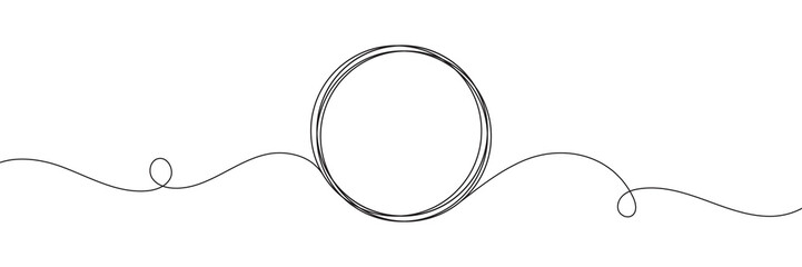 Continuous one line drawing of a circle. Outline of a round frame on a white background. Vector illustration © dariachekman