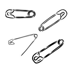 Clothes Safety Pin Hand Drawn vector illustration on white background