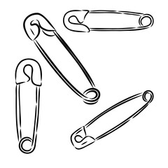 Clothes Safety Pin Hand Drawn vector illustration on white background