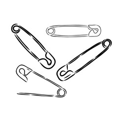 Clothes Safety Pin Hand Drawn vector illustration on white background