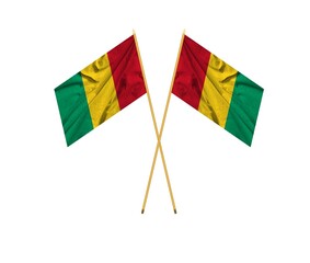 Guinea flag is depicted on a sports cloth fabric with many folds.