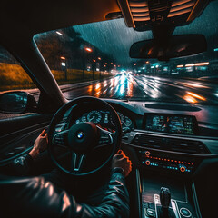 car driving in night