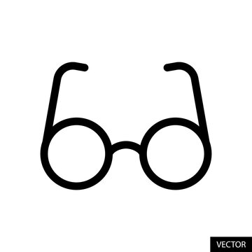 Eyeglasses, Reading glasses, Sunglasses vector icon in line style design for website, app, UI, isolated on white background. Editable stroke. Vector illustration.