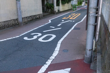 道路標示　ゾーン30　法定速度　時速30km