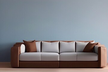 Blue modern living room with frame for mockup